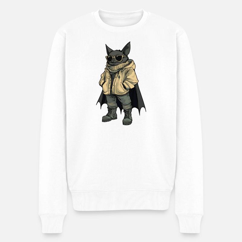Fledermaus Cool Winter - Männer Premium Bio Pullover - Weiß
