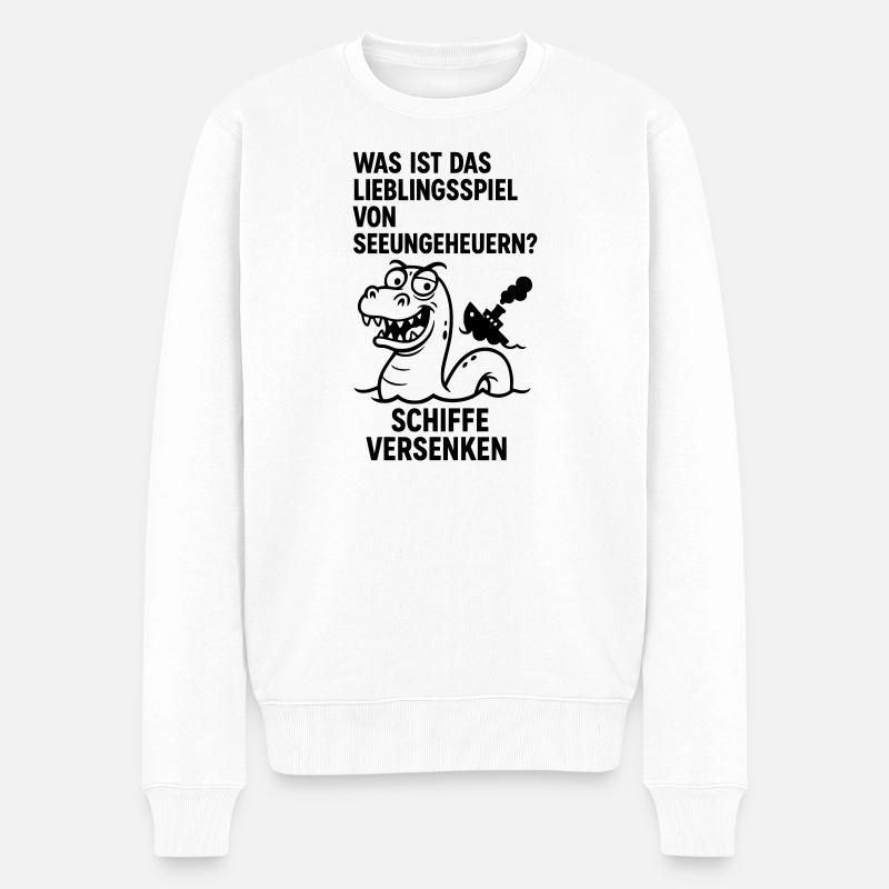 schiffe versenken seeungeheuer lustig kinder witz - Männer Premium Bio Pullover - Weiß