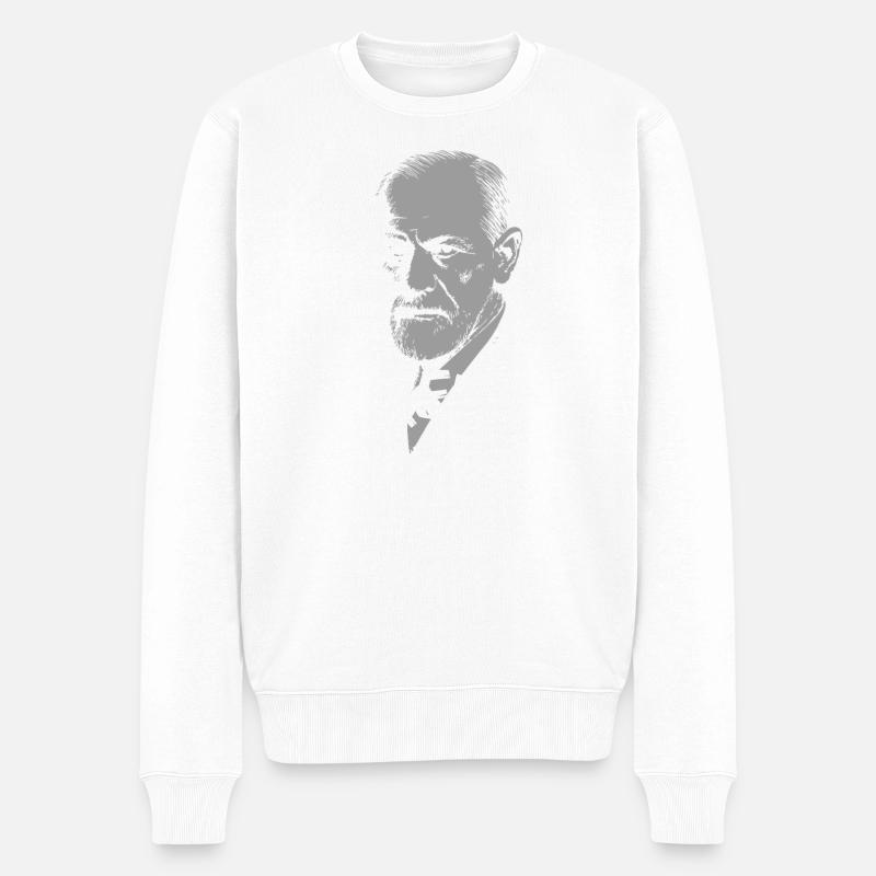 Psychoanalytisches Dr. Freud Ikonenporträt - Männer Premium Bio Pullover - Weiß
