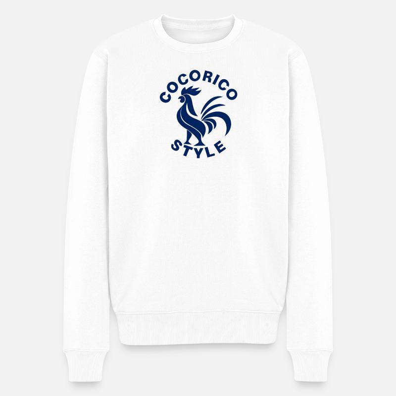 Cocorico-Stil - Männer Premium Bio Pullover - Weiß