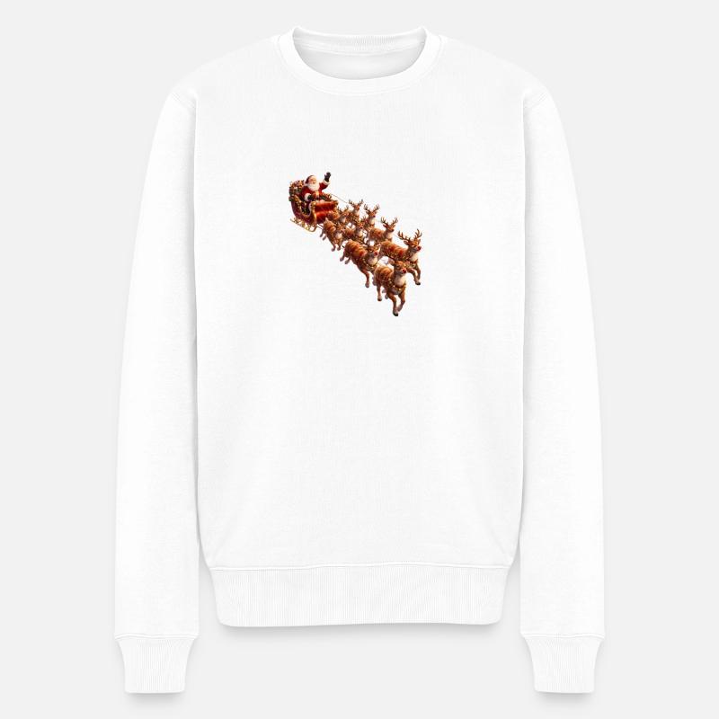 Santa mit Schlitten - Männer Premium Bio Pullover - Weiß