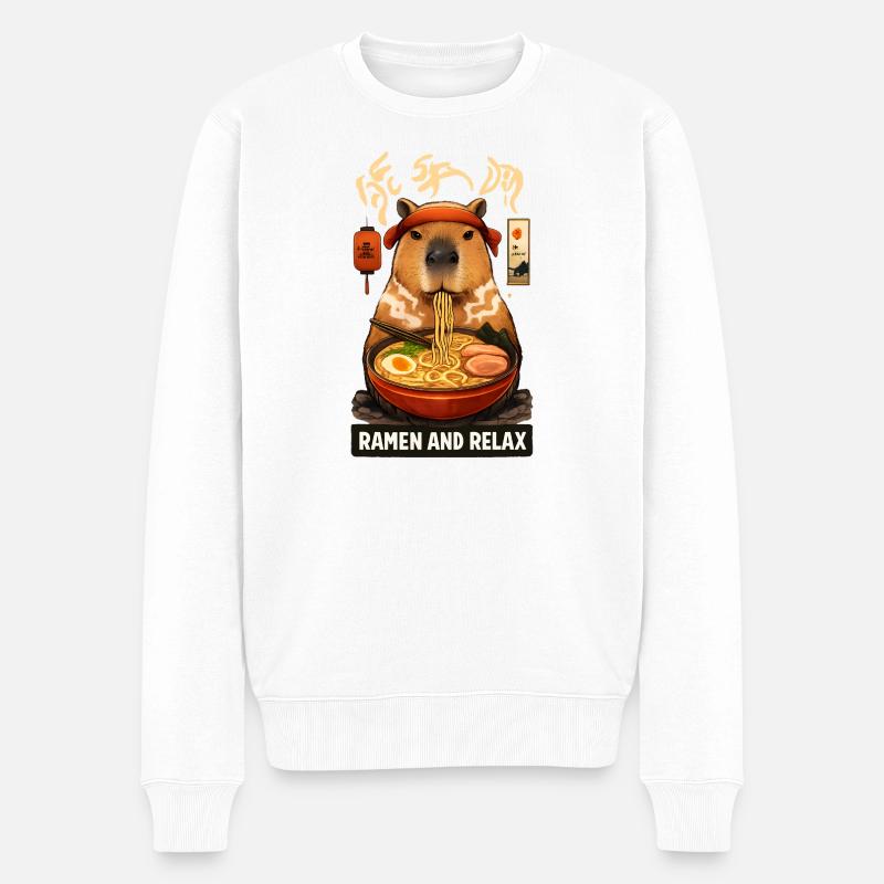 Ramen au capybara et détendez-vous - Pull Premium bio Homme - blanc