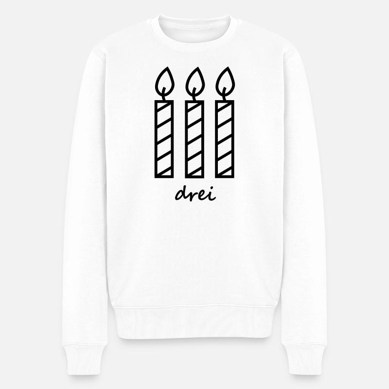 Geburtstag drei Kerzen - Männer Premium Bio Pullover - Weiß