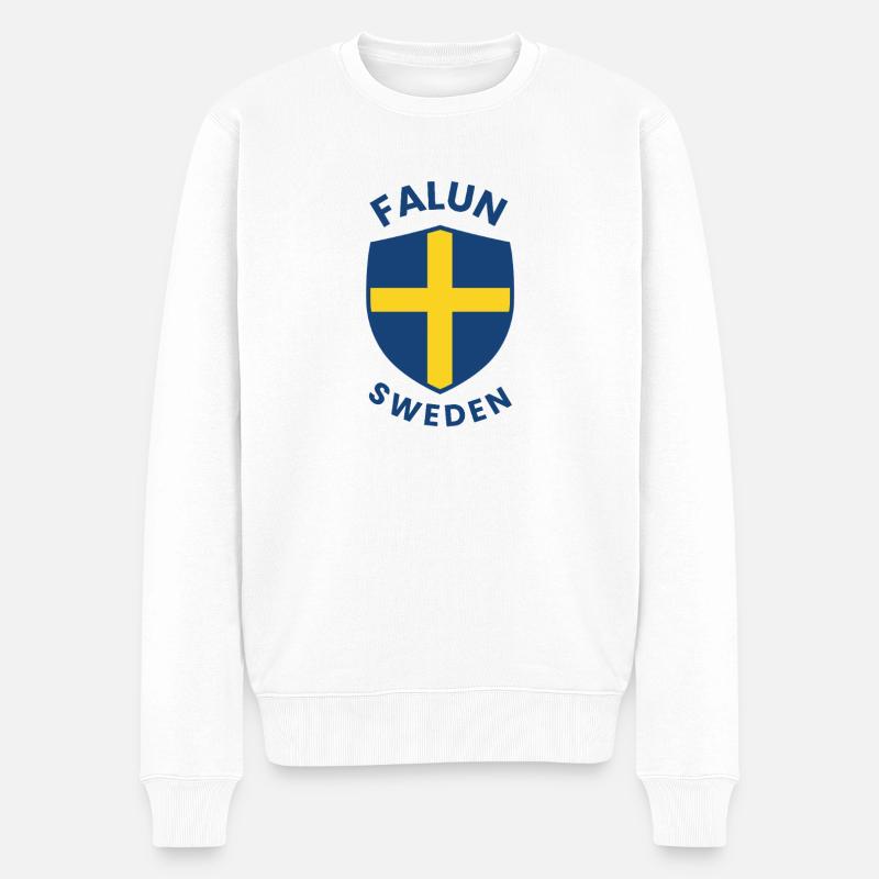 Falun Sweden Shield Tee - Männer Premium Bio Pullover - Weiß