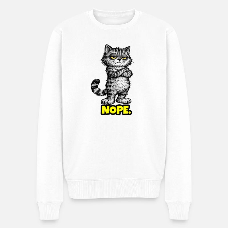 Nope. – Grumpy Katze (Chef Vibes) - Pull Premium bio Homme - blanc