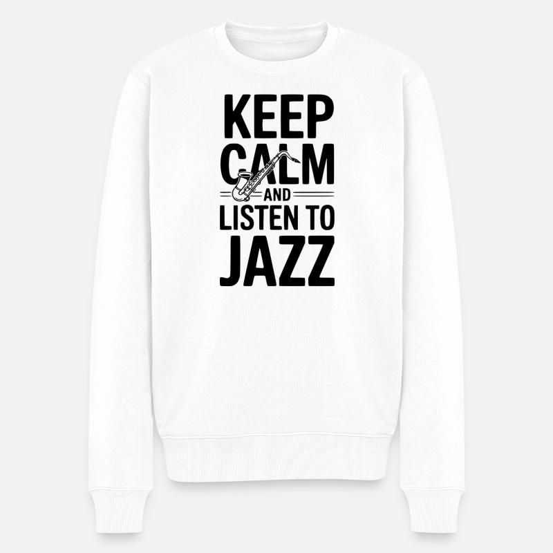 Restez calme et écoutez du jazz - Pull Premium bio Homme - blanc