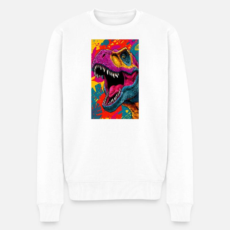 Dinosaurier - Männer Premium Bio Pullover - Weiß