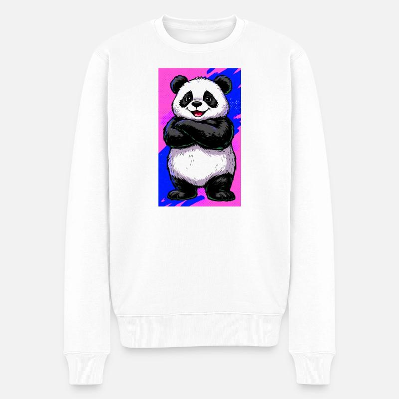 Panda - Männer Premium Bio Pullover - Weiß