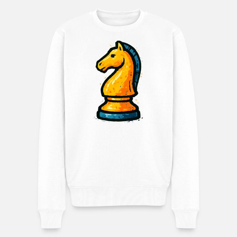 Dominez l'Échiquier: Cavalier Stratégique - Pull Premium bio Homme - blanc