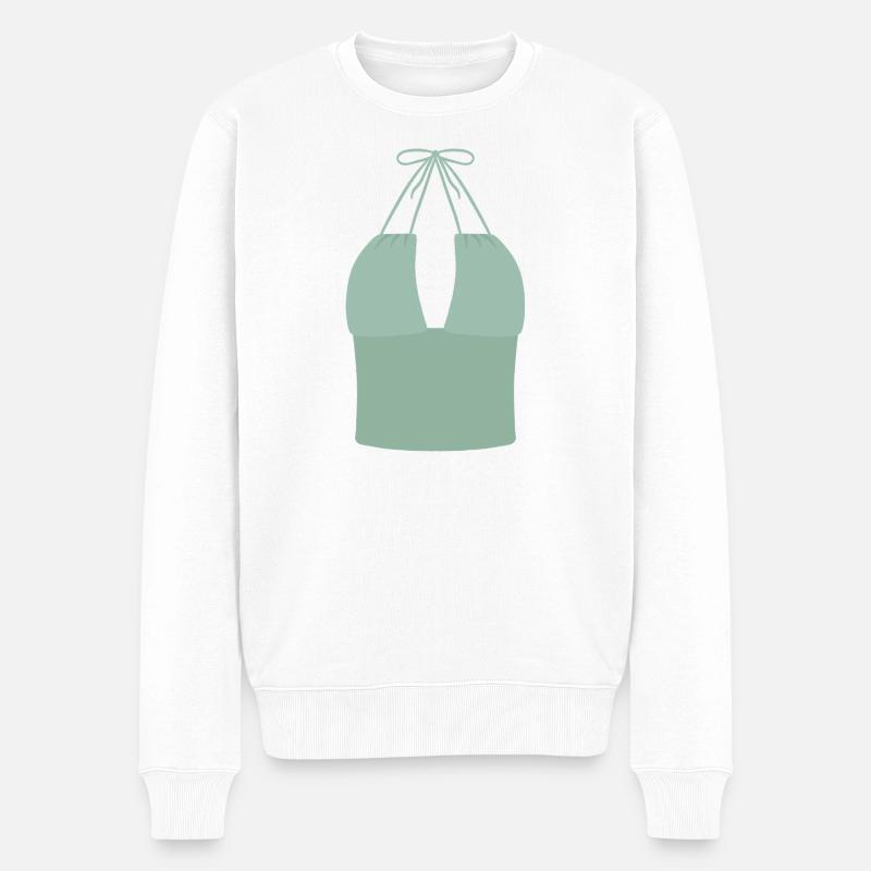 Mint Halter Bikini-Oberteil - Männer Premium Bio Pullover - Weiß
