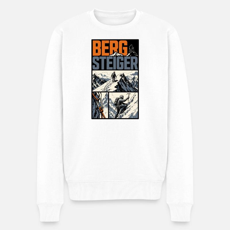 Bergsteiger Alpen Abenteuer - Männer Premium Bio Pullover - Weiß