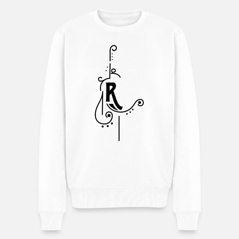 Buchstabendesign R - Männer Premium Bio Pullover - Weiß