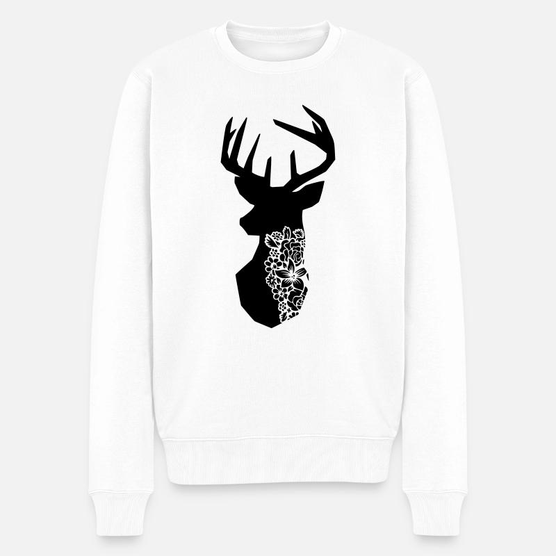 Cerf Mandala - Pull Premium bio Homme - blanc