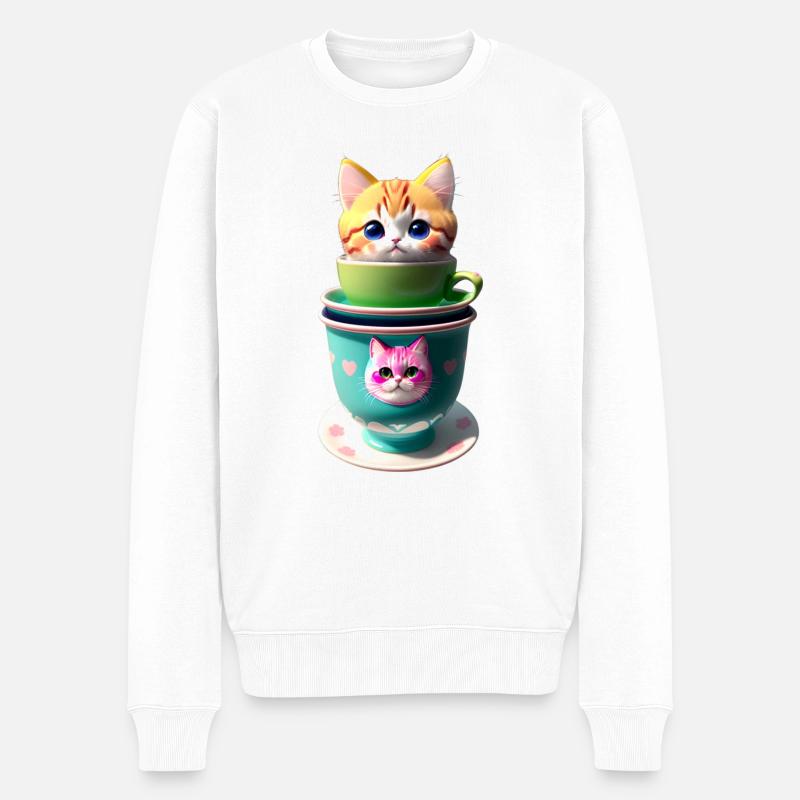 Tasse de café Kawaii Cat - Pull Premium bio Homme - blanc
