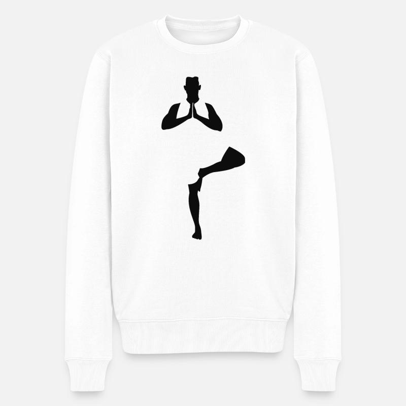 Yoga Baum Pose, Mann - Männer Premium Bio Pullover - Weiß