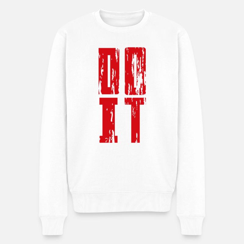 DO IT - Männer Premium Bio Pullover - Weiß