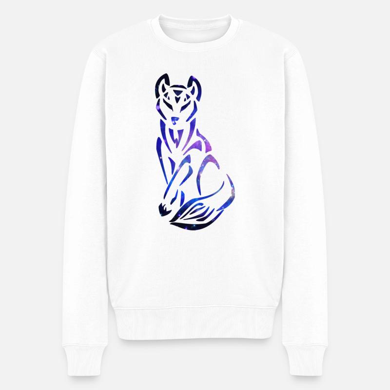 Galaxy Fox Paw - Männer Premium Bio Pullover - Weiß