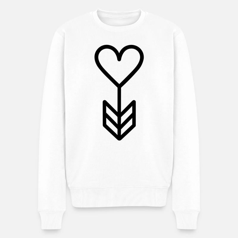 Herz-Pfeil - Männer Premium Bio Pullover - Weiß