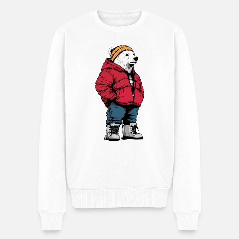 Ours polaire Mode Hiver - Pull Premium bio Homme - blanc