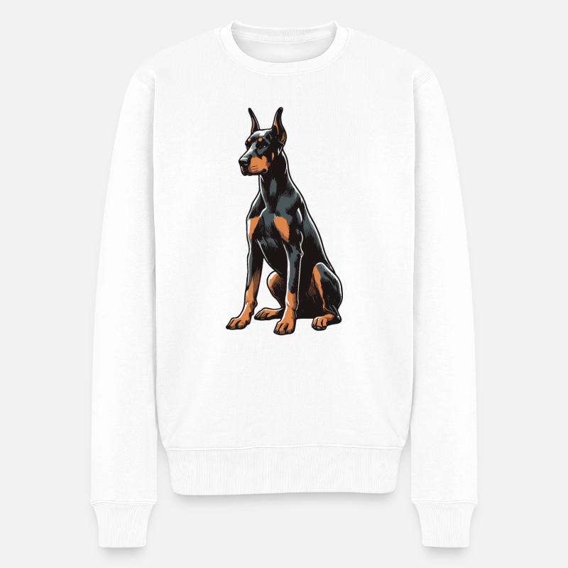 Dobermann - Männer Premium Bio Pullover - Weiß