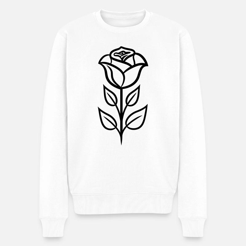 Fleur rose - Pull Premium bio Homme - blanc
