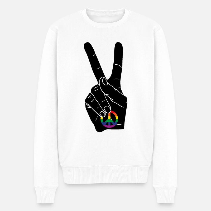 PEACE PEACE LABEL ARC-EN-CIEL CSD - Pull Premium bio Homme - blanc