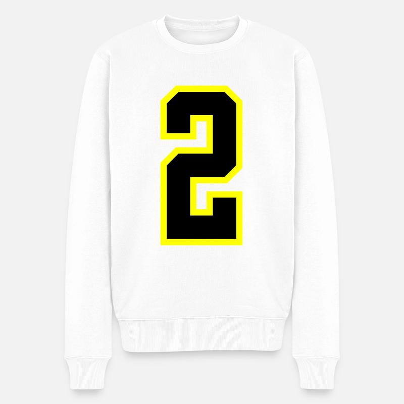 2 Zahl Trikot - Männer Premium Bio Pullover - Weiß