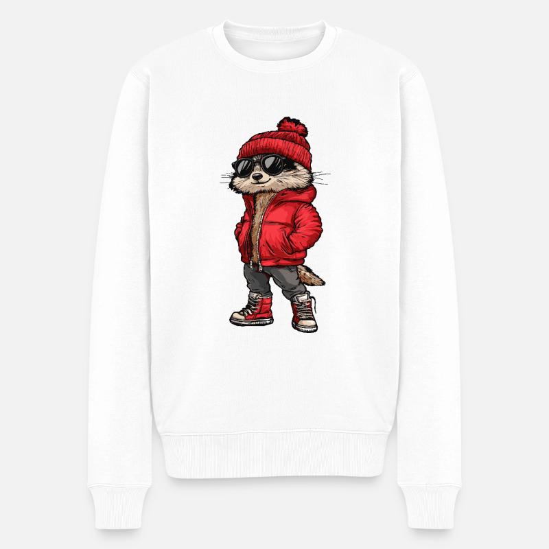 Suricate Drôle d’hiver - Pull Premium bio Homme - blanc