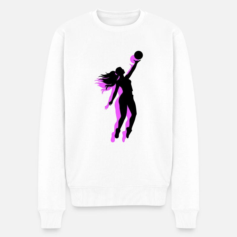 Volleyball Spielerin Symbol - Männer Premium Bio Pullover - Weiß