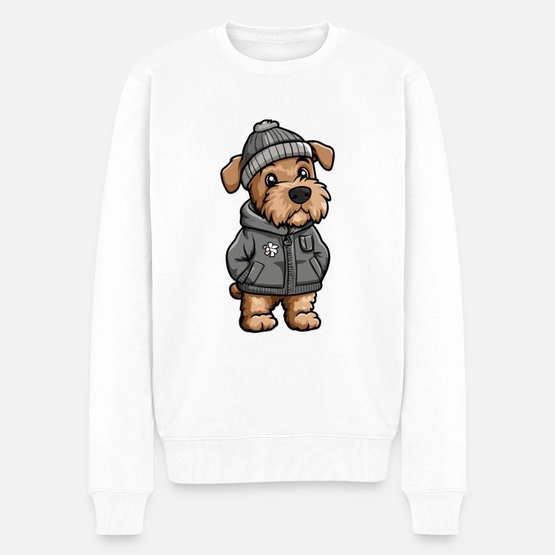 Airedale Terrier Hund Winter - Männer Premium Bio Pullover - Weiß