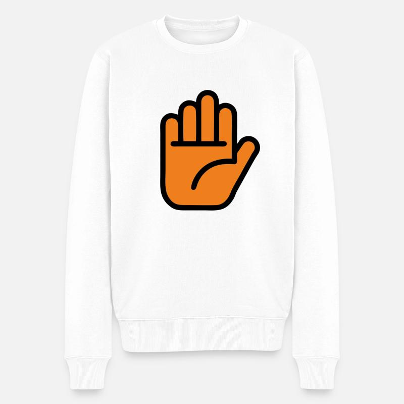 Main / Arrêt / Non. - Pull Premium bio Homme - blanc