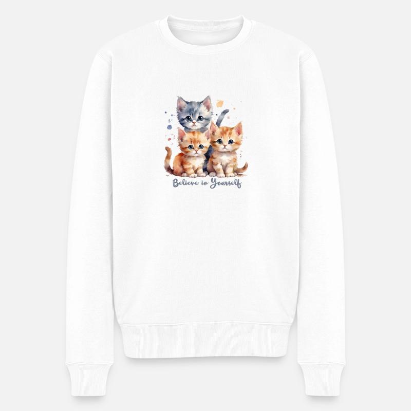 Croyez en vous avec trois chatons - Pull Premium bio Homme - blanc