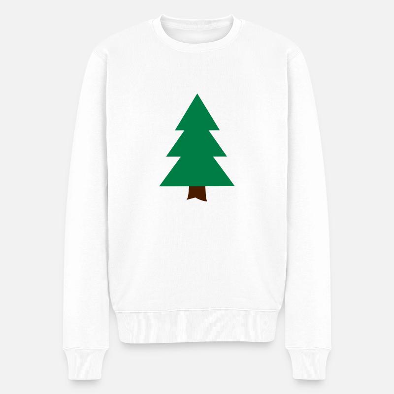 Tannenbaum - Männer Premium Bio Pullover - Weiß