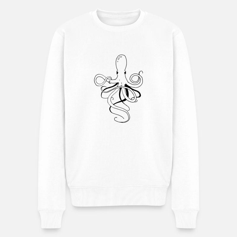 Krake - Männer Premium Bio Pullover - Weiß