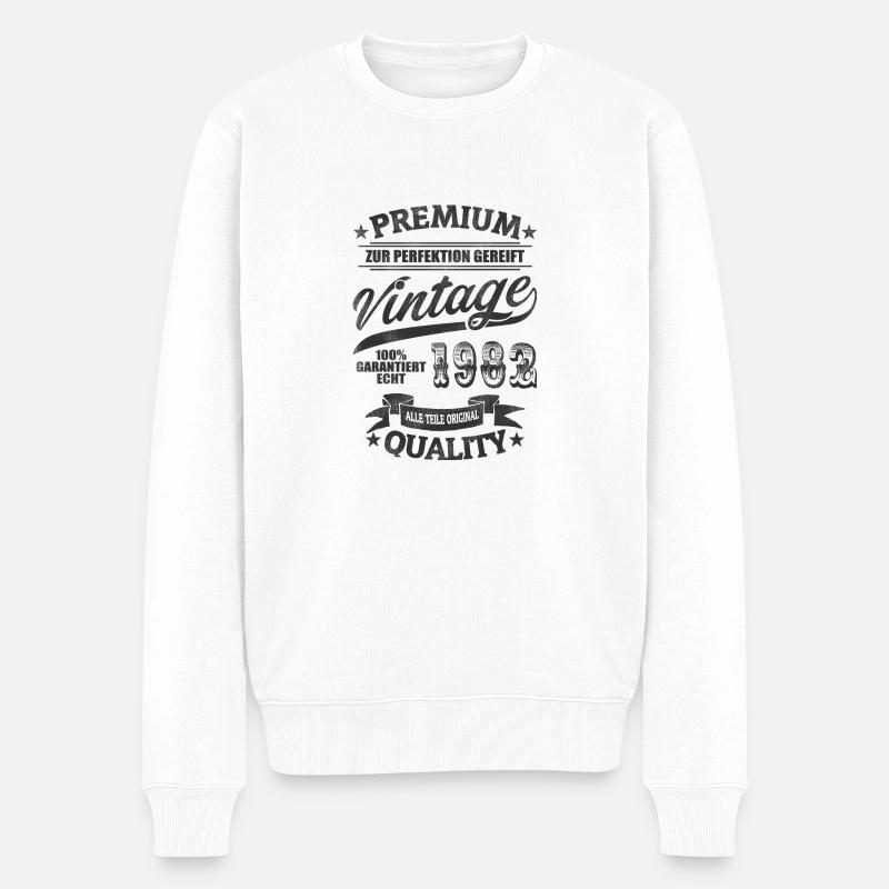 Geburtstag 1982 - Männer Premium Bio Pullover - Weiß