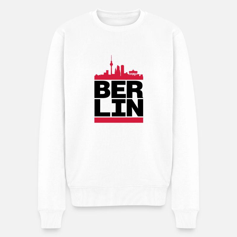 Berlin City - Männer Premium Bio Pullover - Weiß
