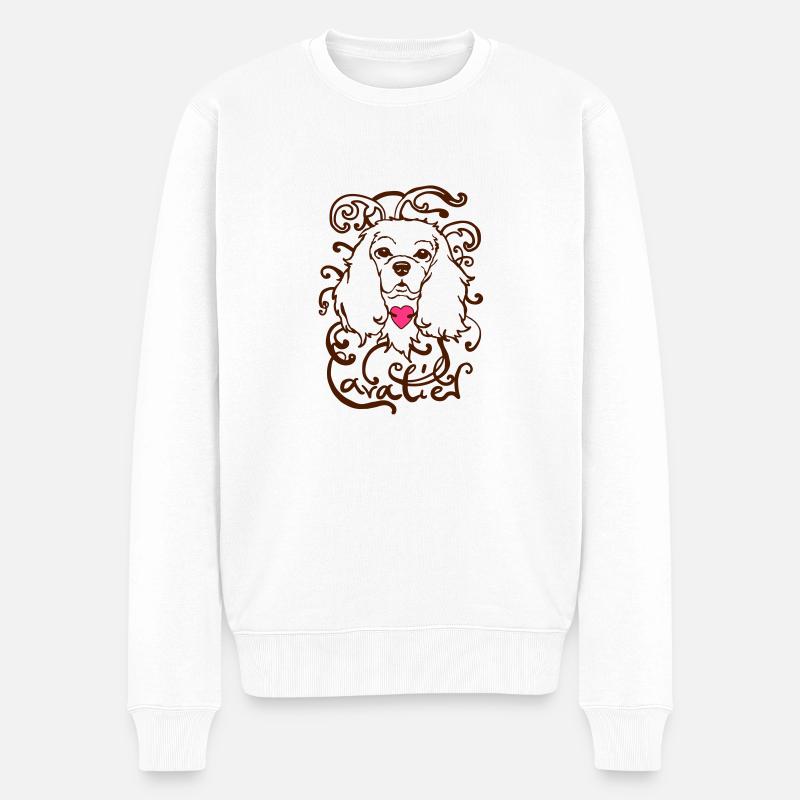 Cavalier King Charles Spaniel ornamental - Männer Premium Bio Pullover - Weiß