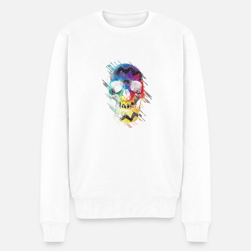 Geometrische Schädel - Männer Premium Bio Pullover - Weiß