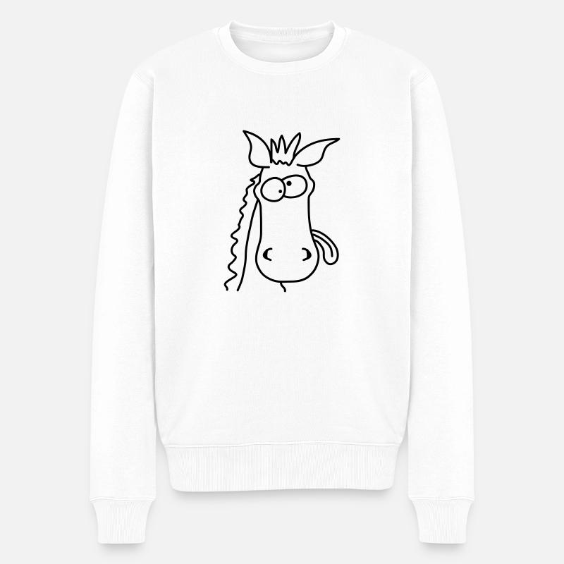 Funny Crazy Comic Horse - Pull Premium bio Homme - blanc