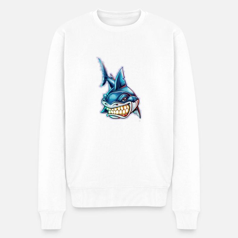 Requin bleu - Pull Premium bio Homme - blanc