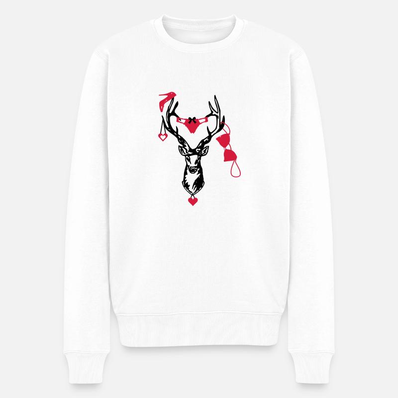 Wiesn Hirsch / / Junggesellenabschied - Männer Premium Bio Pullover - Weiß