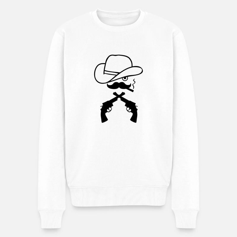 Cowboy - Männer Premium Bio Pullover - Weiß