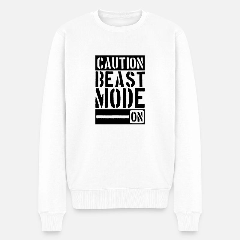Caution Beast Mode On - Pull Premium bio Homme - blanc