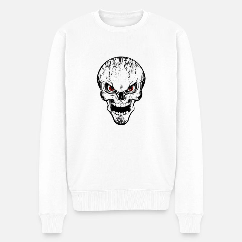 skull grunge style - Männer Premium Bio Pullover - Weiß