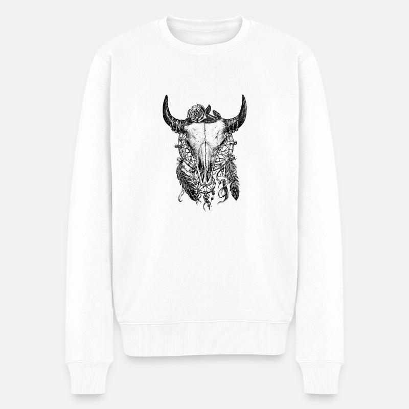Skull Tattoo - Männer Premium Bio Pullover - Weiß