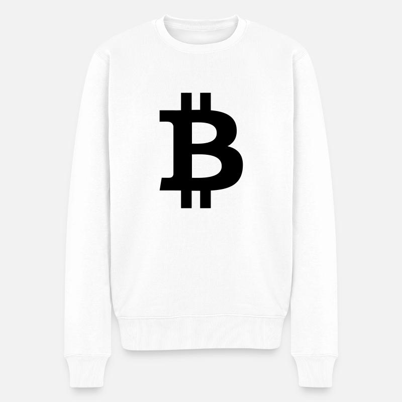 Bitcoin BTC Crypto Logo - Männer Premium Bio Pullover - Weiß