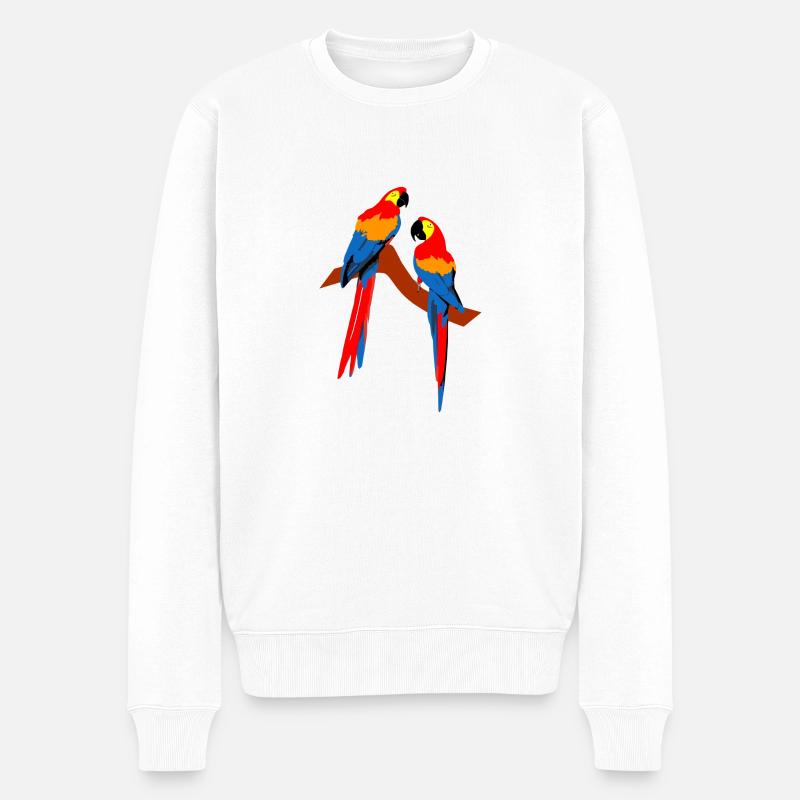 Parrots - Männer Premium Bio Pullover - Weiß