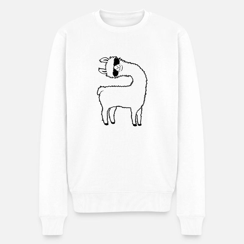Lustiges Sonnenbrille Lama - Männer Premium Bio Pullover - Weiß