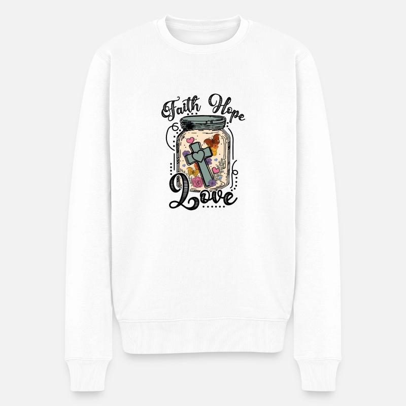 Église Religion Catholique Catholique Jésus-Christ - Pull Premium bio Homme - blanc