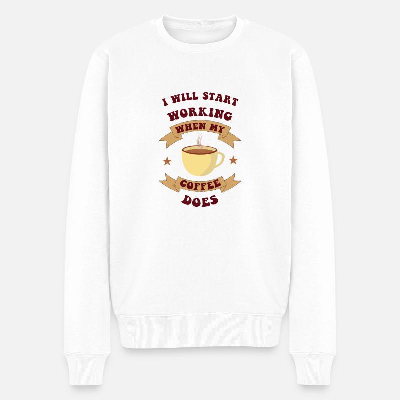 Kaffee - Männer Premium Bio Pullover - Weiß